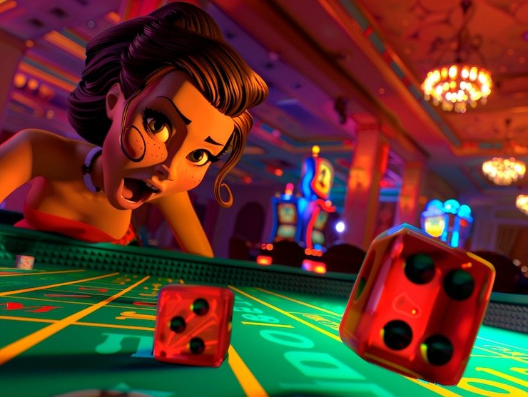 Tampilan antarmuka Dice Game di platform inaslot777 dengan pilihan taruhan dan hasil dadu secara real-time